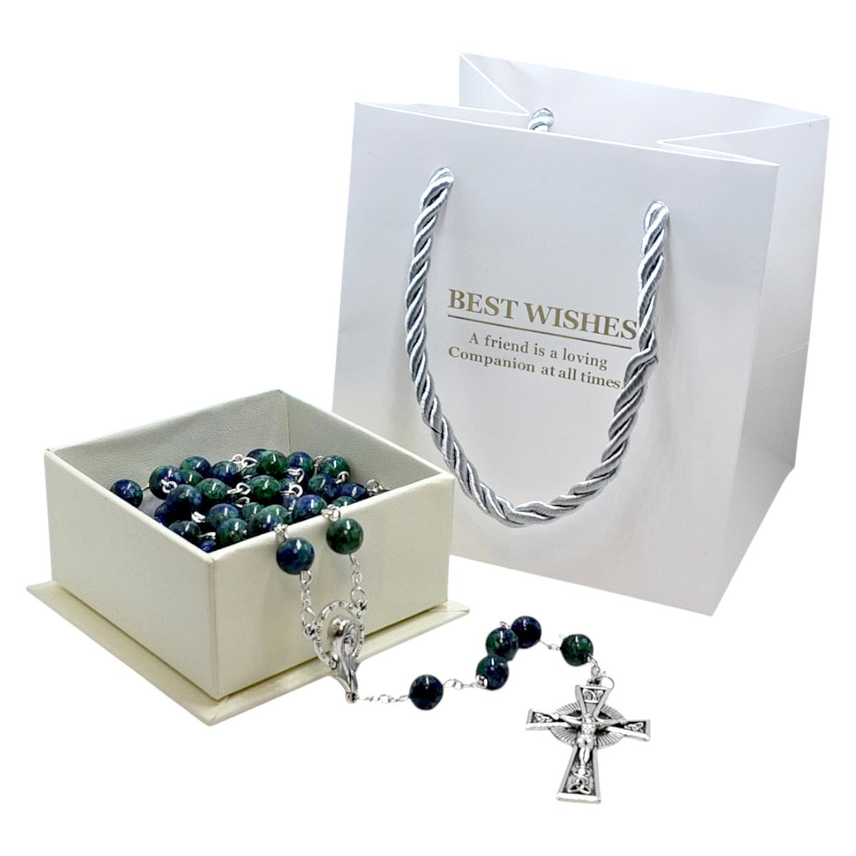 Różaniec Kamień Naturalny Azuryt R12