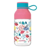 Shakery i bidony sportowe - Quokka Ice Kids with strap - Butelka na wodę z tritanu 430 ml z paskiem (Flowers) - miniaturka - grafika 1