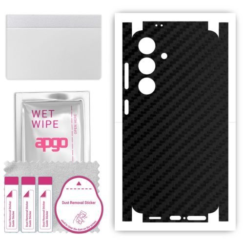 folia naklejka skórka strukturalna na TYŁ+BOKI do Samsung Galaxy S24 - Carbon Czarny - apgo SKINS