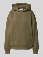 Bluzy damskie - Bluza z kapturem, wyhaftowanym logo i kieszenią kangurką - miniaturka - grafika 1