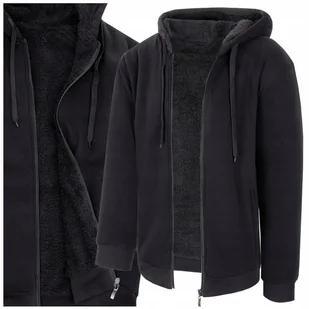 BLUZA MĘSKA OCIEPLANA Z FUTERKIEM MISIEM NA ZAMEK - CZARNA - XXXXL - Bluzy męskie - miniaturka - grafika 1