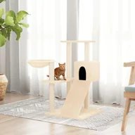 Drapaki dla kotów - Lumarko Drapak dla kota z sizalowymi słupkami, kremowy, 82 cm! - miniaturka - grafika 1