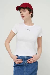 Koszulki sportowe damskie - Vans t-shirt bawełniany damski kolor biały - grafika 1