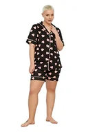 Koszule damskie - Trendyol Damska koszula z dzianiny w kształcie serca - krótka piżama plus size, wielokolorowa, XL, wielokolorowy, XL - miniaturka - grafika 1