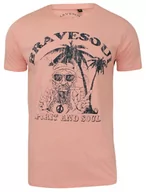 Koszulki męskie - Męska, Różowa Koszulka (T-shirt) - Brave Soul - Hipis pod Palmą - miniaturka - grafika 1