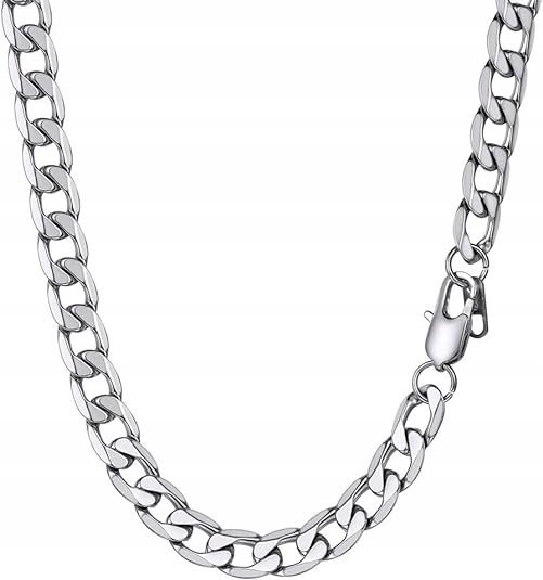 ŁAŃCUSZEK MĘSKI SREBRNY ŁAŃCUCH PANCERKA 6 MM 50 CM DIAMENTOWANY