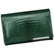 Portfele - Portfel Damski Skórzany GREGORIO Duży Z Suwakiem Lakierowany RFID GF-112 ZIELONY 15 x 10 x 4 [cm] - miniaturka - grafika 1