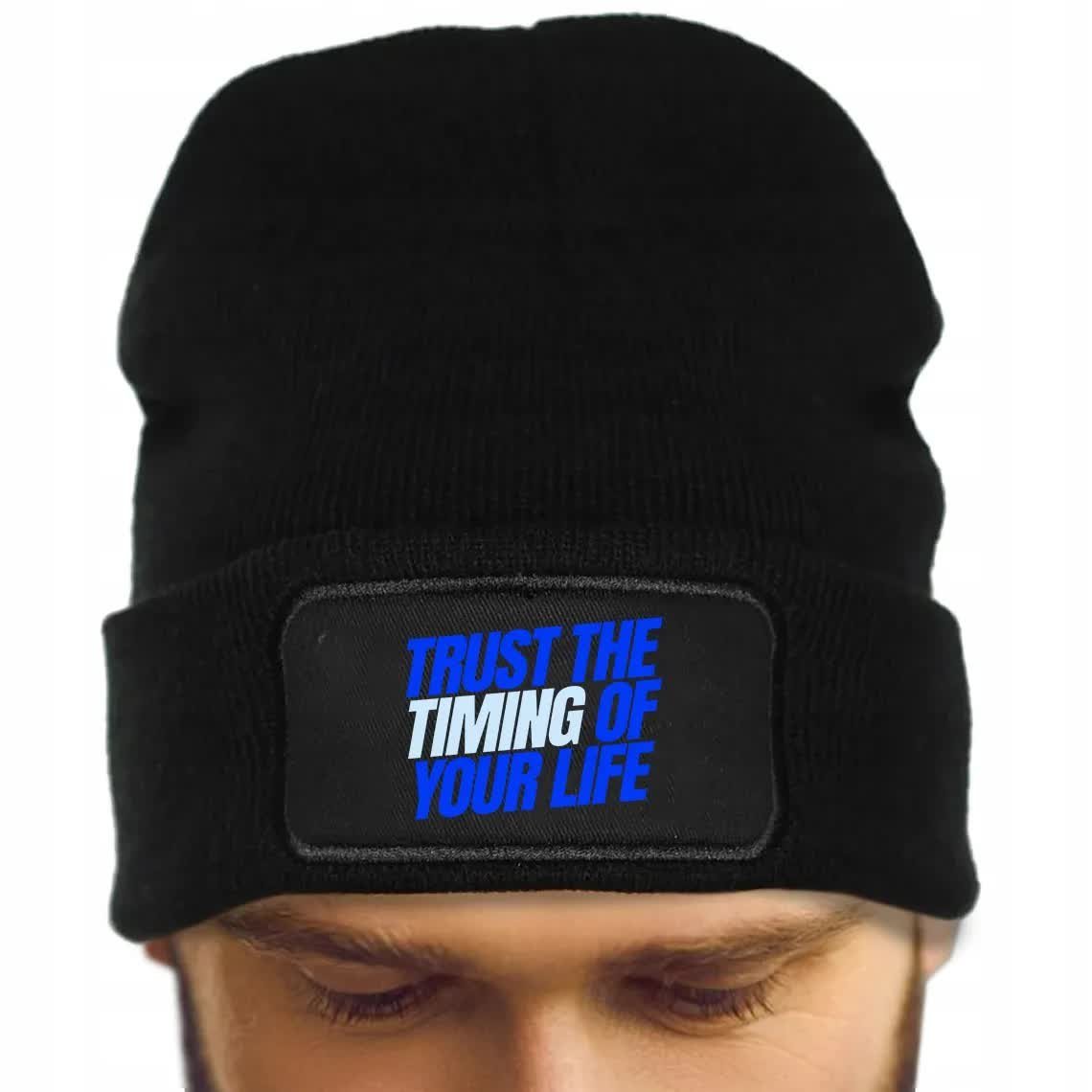 CZAPKA ZIMOWA MĘSKA CZARNA ONESIZE TIMING OF Wzory