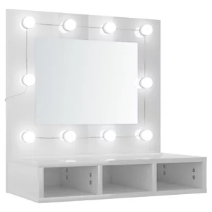 Lumarko Szafka z lustrem i LED, biała z połyskiem, 60x31,5x62 cm - Toaletki - miniaturka - grafika 3
