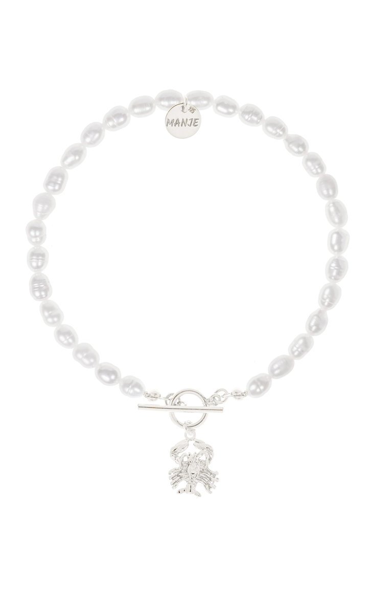 Bransoletka z pereł ze srebrnym znakiem zodiaku Rak 18 cm