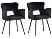 Krzesła - 2 krzesła do jadalni welurowe czarne SANILAC - miniaturka - grafika 1