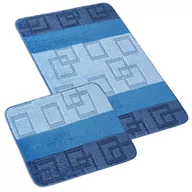 Dywaniki łazienkowe - Bellatex Komplet dywaników łazienkowych bez wycięcia Bany Kostky niebieski, 60 x 100 cm, 60 x 50 cm - miniaturka - grafika 1