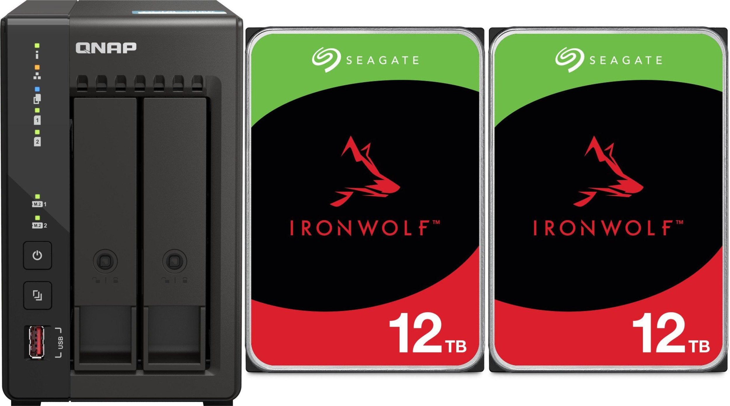 Serwer plików Qnap TS-253E-8G + 2x Seagate IronWolf 12TB ST12000VN0008
