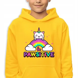 Bluza Dziecięca Z Kapturem Żółta Be Pawsitive Mix Wzorów -140 Cm (9-11) - Bluzy dla dziewczynek - miniaturka - grafika 1
