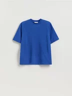 Koszulki i topy damskie - Reserved - Bawełniany t-shirt - niebieski - miniaturka - grafika 1