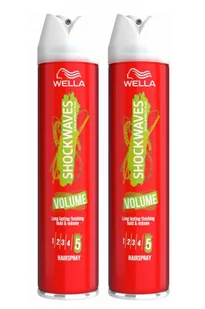 Wella Shockwaves Volume It, dwupak lakieru do włosów, 2x250ml - Kosmetyki do stylizacji włosów - miniaturka - grafika 1