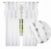 Firany - Firana Gotowa Falbana Długa Woal Firanka Balkon - miniaturka - grafika 1