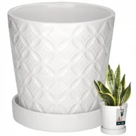 Donice - DONICA DONICZKA BIAŁA OSŁONKA PODSTAWKA 13 CM CERAMIKA SZKLIWIONA NA KWIATY - miniaturka - grafika 1