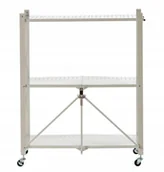 Szafy i regały magazynowe - REGAŁ MOBILNA SZAFKA NA KÓŁKACH WÓZEK KUCHENNY 3 PÓŁKI SKŁADANY BIAŁY - miniaturka - grafika 1