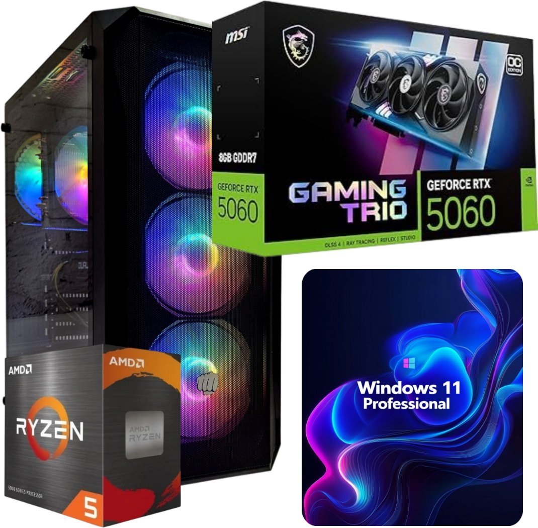 Komputer Adronix ZESTAW GAMER MASTER RYZEN 5 16GB RTX 5060 8GB 18243008687