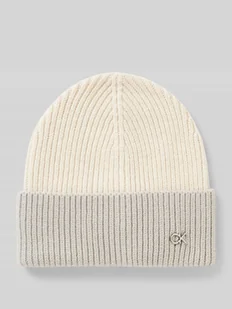 Czapka beanie dwukolorowa z mieszanki wełny i kaszmiru - Czapki damskie - miniaturka - grafika 1