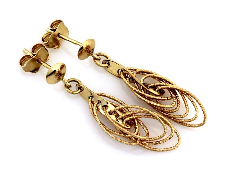 Kolczyki złote 375 z błyszczących obręczy na sztyfcie 2.07g