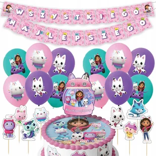 DUŻY ZESTAW URODZINOWY KOCI DOMEK GABI BALONY TOPPERY GIRLANDA NA IMPREZE - Balony i akcesoria - miniaturka - grafika 1