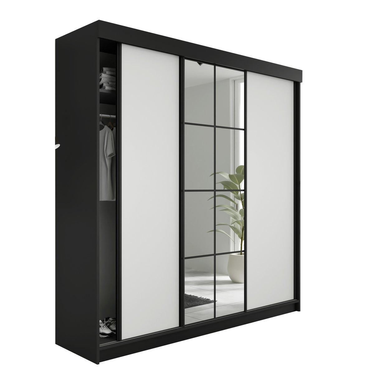 Szafa LAMARO czarny i biały - 250x205x59