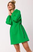 Sukienki - Bawełniana sukienka z kapturem w kolorze soczystej zieleni M730, Kolor intensywna zieleń, Rozmiar M, MOE - Primodo.com - miniaturka - grafika 1