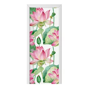 Naklejka na drzwi HOMEPRINT Wzór kwiatów lotosu 95x205 cm - Naklejki na ścianę - miniaturka - grafika 1