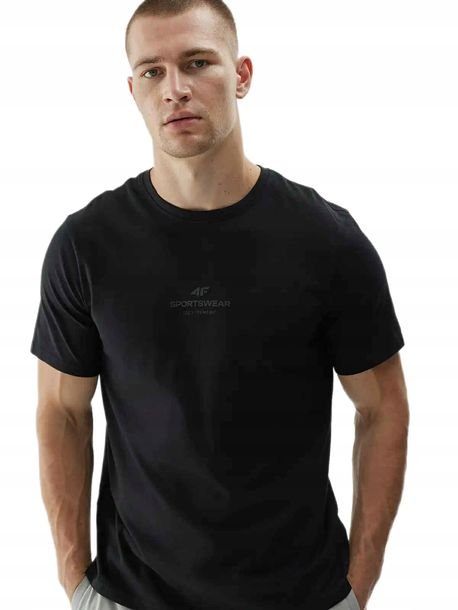 Koszulka Męska 4f Gładka Tshirt Basic Czarny Bawełna Lato M2961 R. M