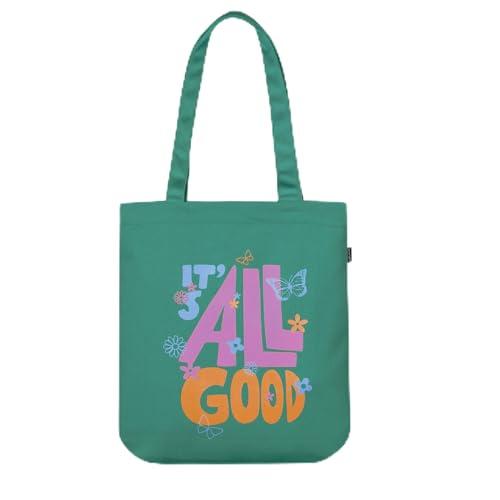 Ecoright Aesthetic Tote Bag, torba premium dla kobiet, 100% organiczna bawełniana torba tote bag z zamkiem błyskawicznym, do podróży, na uczelnię, na prezenty i do codziennego użytku, All Good, jeden