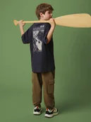 Koszulki dla chłopców - 4F T-shirt loose z nadrukiem chłopięcy - szary 158/164 (12-14 lat) - miniaturka - grafika 1