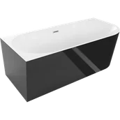 Wanny - Mexen Mia wanna wolnostojąca narożna lewa 160 x 80 cm, biała/czarna, przelew nikiel szczotkowany - 52691608075L-97 - miniaturka - grafika 1