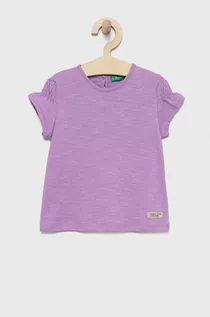 Koszulki dla dziewczynek - Benetton United Colors of United Colors of t-shirt bawełniany dziecięcy kolor fioletowy - grafika 1