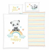 Pościel dla dzieci - Pościel 100x135 Tęczowa panda biała kolorowa dziecięca do łóżeczka H23 - miniaturka - grafika 1