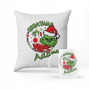 ZESTAW PODUSZKA + KUBEK Grinch prezent na święta + IMIĘ 2 - Gadżety dla niej i dla niego - miniaturka - grafika 1