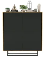 Komody - Czterodrzwiowa komoda dąb wotan czarny + B0-S78 - miniaturka - grafika 1