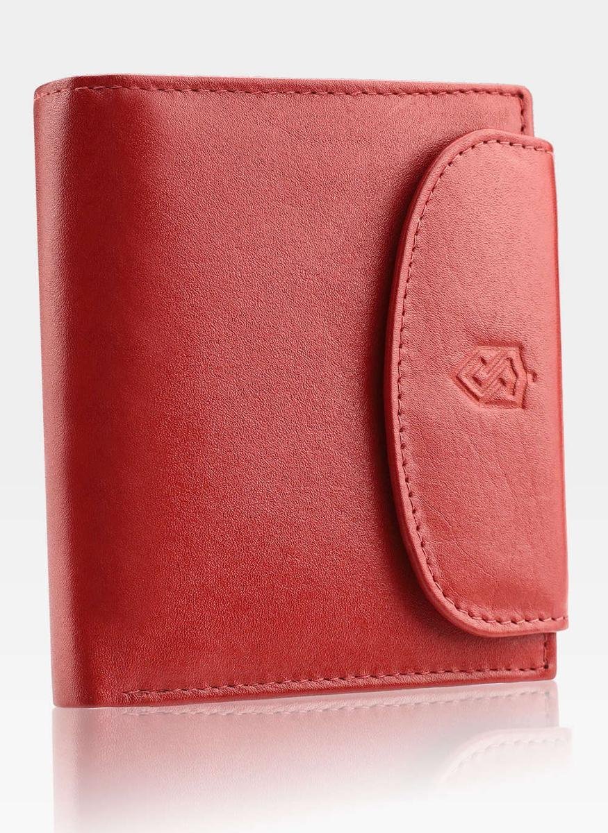 Portfel Damski Skórzany STEVENS Czerwony z Zabezpieczeniem RFID