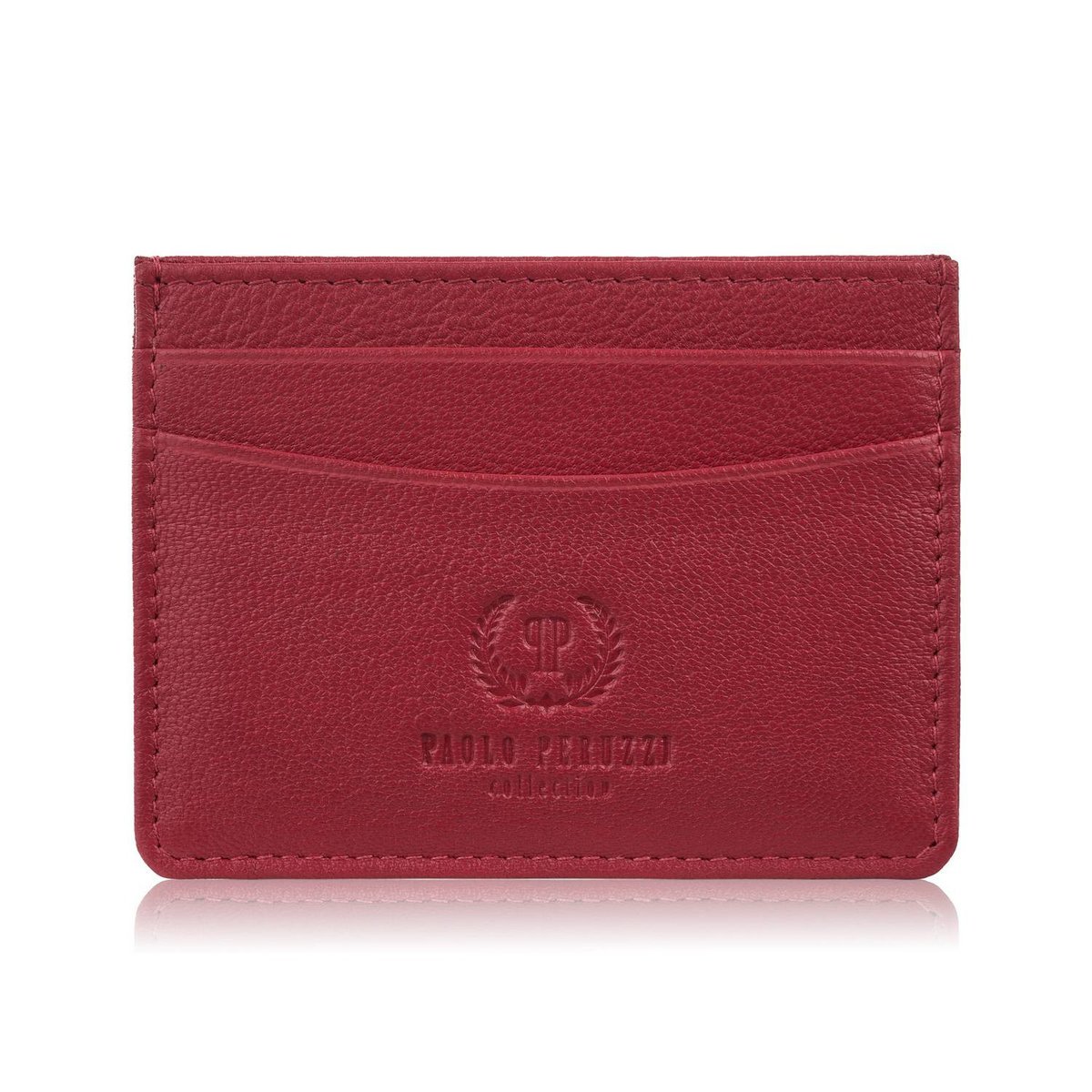 Etui na karty i wizytówki skórzane minimalistyczne praktyczne etui czerwone T-151-RD