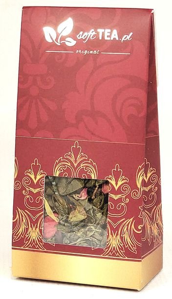 Doskonała Zielona Herbata liściasta TRUSKAWKOWA w PIĘKNYM KARTONIKU