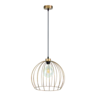 Lampy sufitowe - Britop Industrialna LAMPA wisząca COOP 18811920 metalowa OPRAWA druciany ZWIS kopuła złota czarna - miniaturka - grafika 1