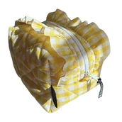 Kosmetyczki, organizery i kuferki - The Royal Bee, Kosmetyczka LILI z falbanką - Żółta - miniaturka - grafika 1