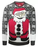 Swetry męskie - Sweter Świąteczny z Mikołajem, z Poduszką Imitującą Brzuch, Śmieszny, Na Prezent -Brave Soul - miniaturka - grafika 1