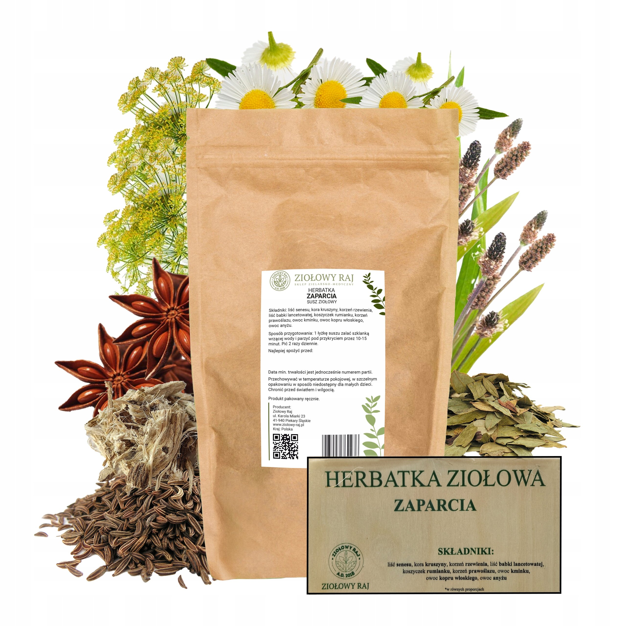 Zioła na Zaparcia i Wzdęcia 1000g Oczyszczanie Jelit Senes Kruszyna Rzewień