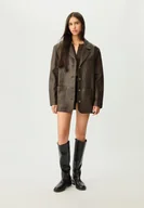 Marynarki i żakiety damskie - Stradivarius Oversize'owa marynarka ze sztucznej skóry Brązowy S - miniaturka - grafika 1