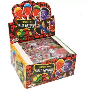 LIZAK SKULL LUMINOUS CZASZKA 30SZT (10G) - Gumy do żucia, lizaki, dropsy - miniaturka - grafika 1