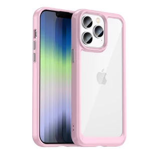 Outer Space Case etui iPhone 14 Pro Max sztywny pokrowiec z żelową ramką różowy - Etui i futerały do telefonów - miniaturka - grafika 1