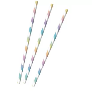 Słomki Pastel Rainbow papierowe 19,7 cm 12szt - Słomki do napojów - miniaturka - grafika 1