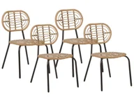 Fotele i krzesła ogrodowe - Zestaw 4 krzeseł z technorattanu naturalny PRATELLO - miniaturka - grafika 1